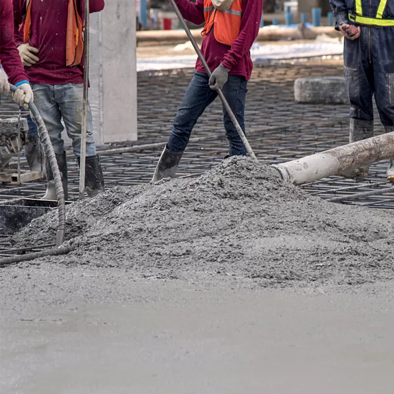 Pumped concrete and mass concrete